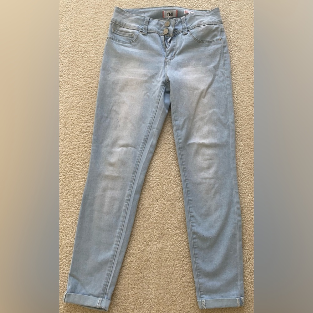 YMI Women's Junior Mid-Rise 2-Button Jeans